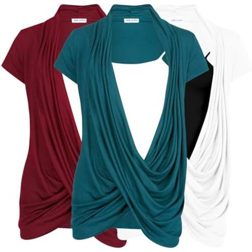 Free to Live 3 Pack Nursing Tops Breastfeeding Shirts Criss Cross Tops for Women Fall Maternity Clothes Short Sleeve Cardigan