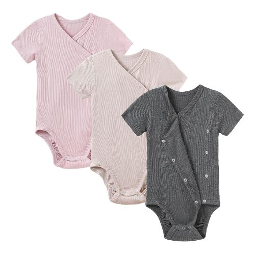 3-6 DEFAHN Viscose from Bamboo Baby Side Snap Bodysuit Kimono Onsies 3-Pack Long Short Sleeve Boy Girl Boys
