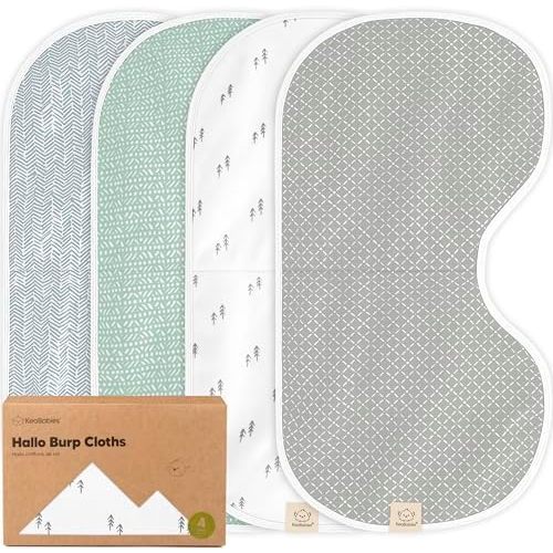KeaBabies 4-Pack Baby Burp Cloths Baby Girl, Boy, Organic Cotton (Nordic)