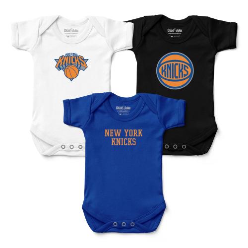3-Pack New York Knicks Baby Bodysuits - Blue & Orange Infant Apparel Set - Newborn Gift Bundle