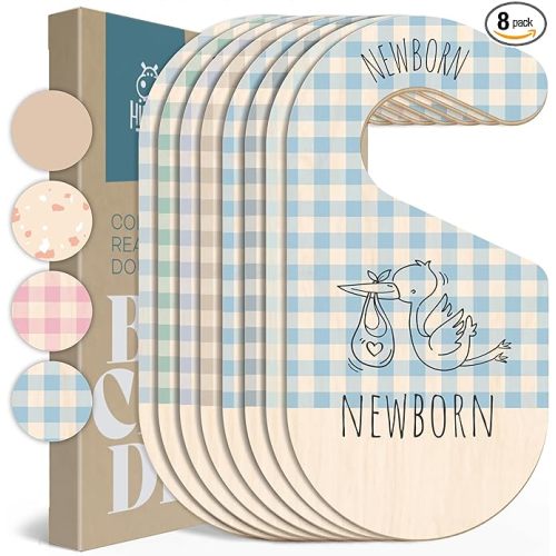 Baby Closet Dividers - Blue Baby Clothes Organizer for Nursery Decor, Storage & Organization - 8 Size Closet Dividers for Hanging Clothes, Gender Neutral Nursery Must Haves & Essentials