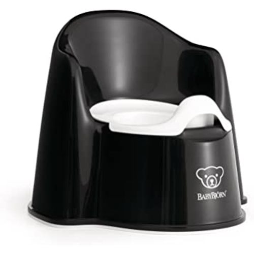 BabyBjörn Potty Chair, Black/White Potty Training Toilet, Easy-to-Clean, Removable Inner Potty, Non-Slip