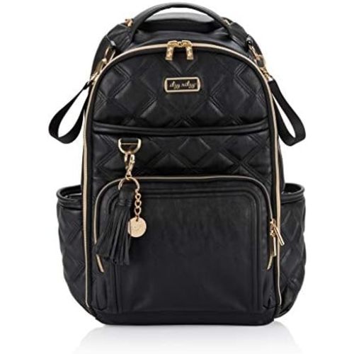 Itzy Ritzy Diaper Bag Backpack – Large Capacity Boss Plus Baby Backpack Diaper Bag Featuring 19 Pockets, Changing Pad, Stroller Clips, and Comfortable Straps (Mystic Black)
