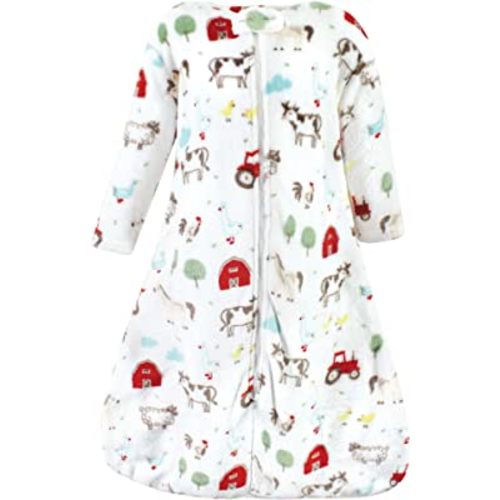 Hudson Baby Unisex Baby Plush Sleeping Bag, Sack, Blanket, Boy Farm Animals Long Sleeve, 6-12 Months
