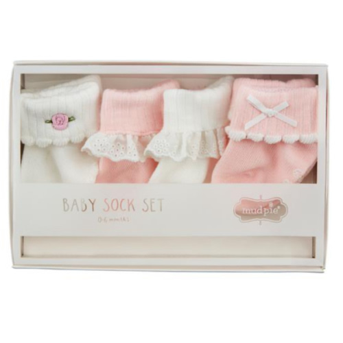 Pink Foldover Sock Set | Mud Pie