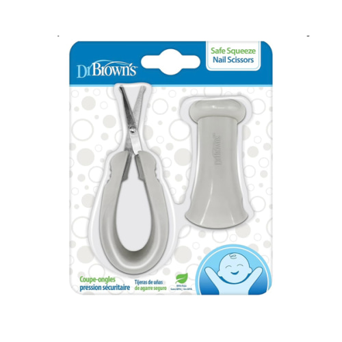 Dr. Brown's Safe Squeeze Nail Scissors with Rounded Blade Tip and 100% Silicone Handle for Infant & Baby