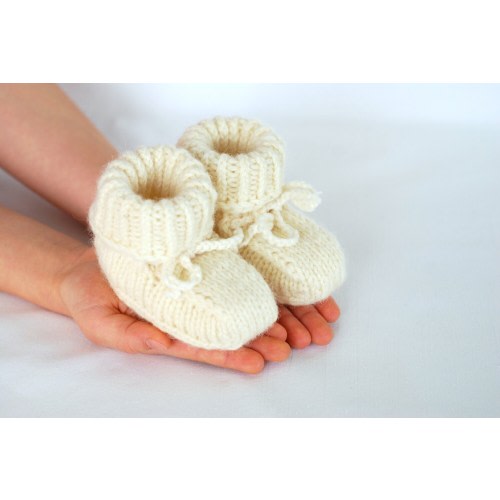 Hand Knit Organic Merino Wool Baby Booties: Newborn Slippers