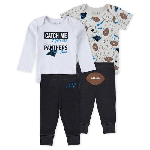 Infant & Newborn WEAR by Erin Andrews Carolina Panthers Three-Piece Turn Me Around Bodysuits & Pant Set