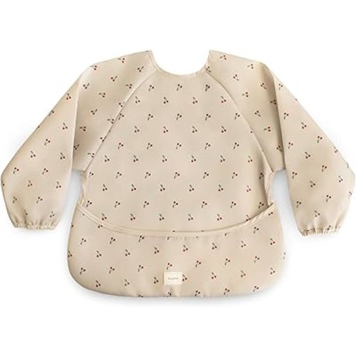 mushie Long Sleeve Baby Bib | Water Resistant Adjustable Fit for Ages 6-24 Months