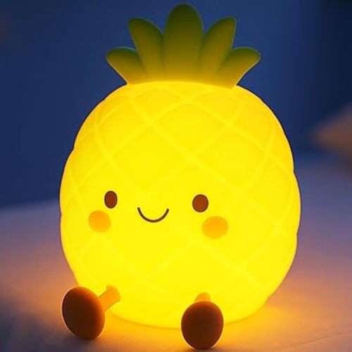 Pineapple Night Light for Kids, Nursery Night Light, Bedside Touch Lamp, Cute Silicone Nightlight for Baby Toddler, 3 Level Dimmable Soft Night Lamp Gift for Bedroom Kids Room Decor