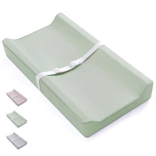 Vegan Leather Baby Changing Pad with Waterproof & Wipe-Clean PU Cover, Standard Size Cozy Diaper Changing Pad for Dresser and Table, Taupe