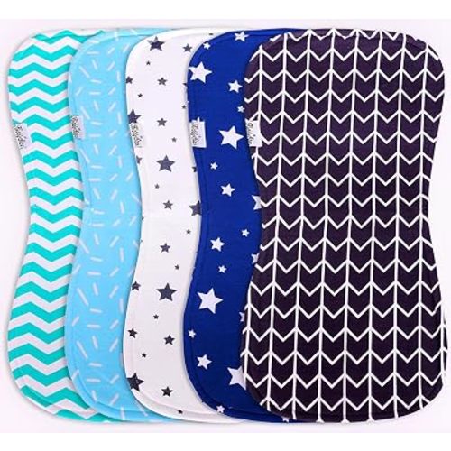Organic Cotton Burp Cloths 5 Pack – Soft 3-Layer Absorbent Baby Burping Cloths for Newborns & Infants