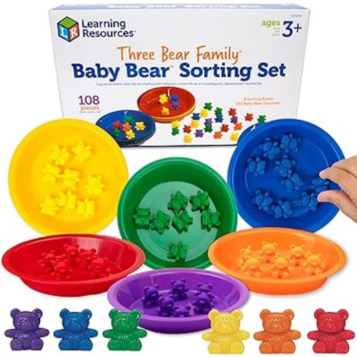 Learning Resources Baby Bear Sorting Set - Counting Toys, Color Recognition, Fine Motor Skills, 108 Pieces, Ages 3+