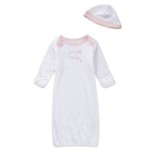 Little Me Baby Girls Newborn-3 Months Thank Heaven for Little Girls Dotted Gown & Hat Set