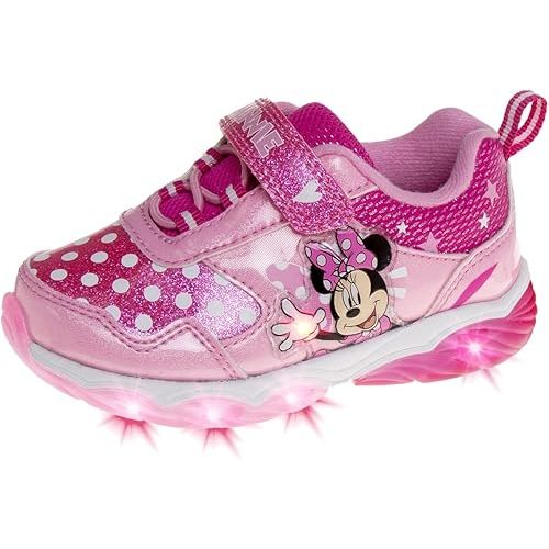 Disney Girls Minnie Mouse Light Up Laceless Running Shoes (Toddler/Little Girl)