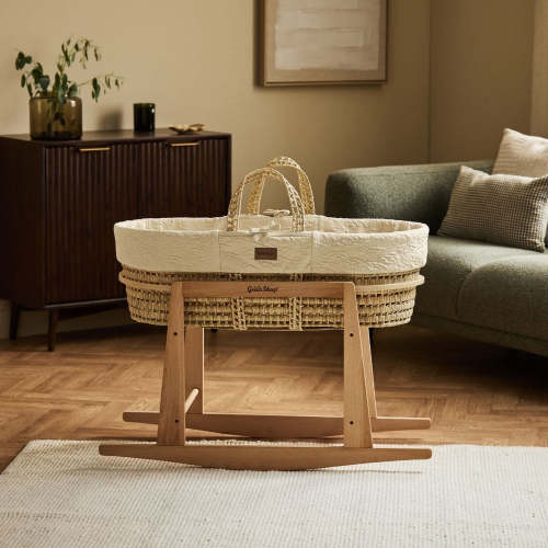 Organic Knitted Moses Basket, Mattress & Stand - White | The Little Green Sheep ‐ The Little Green Sheep