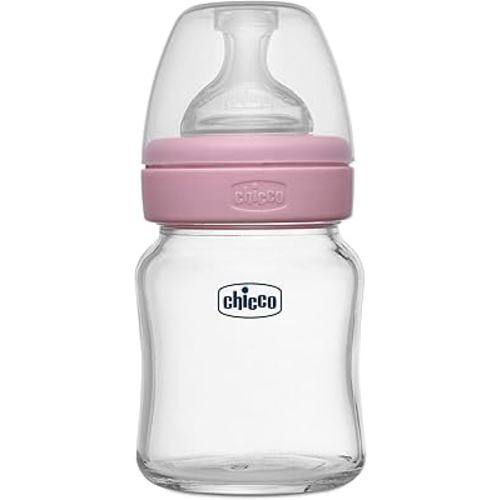 Chicco Well-Being Glass Feeding Bottle (120ml, Slow Flow)