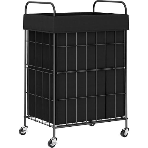 Laundry Hamper with Wheels, 90L Laundry Basket with Handle, Laundry Sorter with Removable Liner Bag