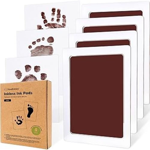 4-Pack Inkless Baby Hand and Footprint Kit - Mess Free Ink Pad for Newborn Keepsake, Dog Nose & Paw Print Kit, Clean Touch Ink Pad for Halloween Footprints Craft, Ideal New Mom Gifts (Auburn, L)