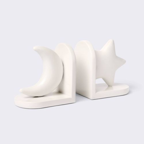 Star and Moon Decorative Bookend - White - Cloud Island™