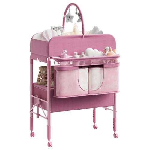 Latitude Run® Baby Changing Table with Storage, Portable Foldable Diaper Changing Station with 2 Storage Baskets, Height Adjustable Waterproof Changing Table for Infant and Newborn | Wayfair