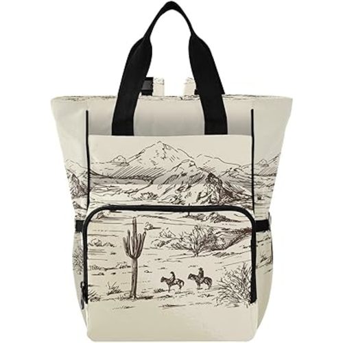 Diaper Bag Backpack West Desert with Cowboys Travel Diaper Bags for Women, 10L Functional Baby Changing Bag with Insulted Pockets, Stroller Straps