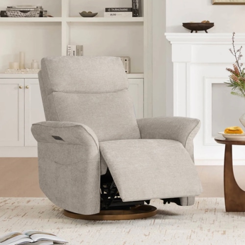 Vinca Power Swivel Nursery Glider Recliner with Power Lumbar & Headrest