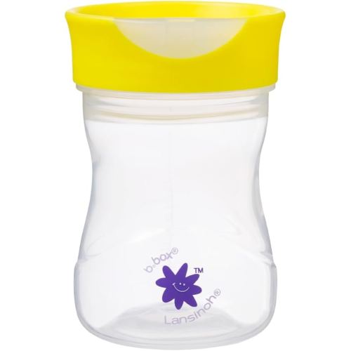b.box + Lansinoh Toddler Training Cup (Ages 12+ Months) | Free-Flow Transition Cup for Toddlers Learning to Drink | BPA-Free, Dishwasher Safe | 8 oz | Lemon