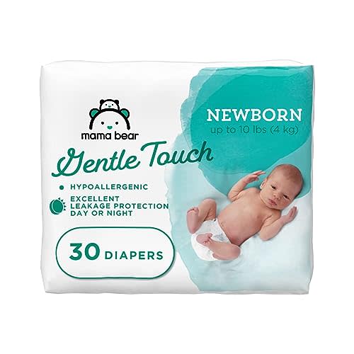 Amazon Brand - Mama Bear Gentle Touch Diapers, Hypoallergenic, Newborn, White, 30 Count