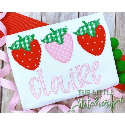 Strawberry Trio Applique Shirt: Custom Monogrammed Girl's Outfit