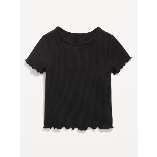 Short-Sleeve Lettuce-Edge T-Shirt for Toddler Girls