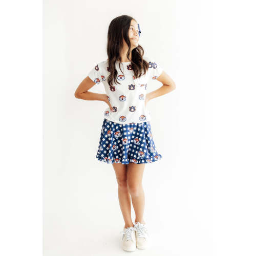 Auburn Plaid Aubie Ruffle Twirl Skort