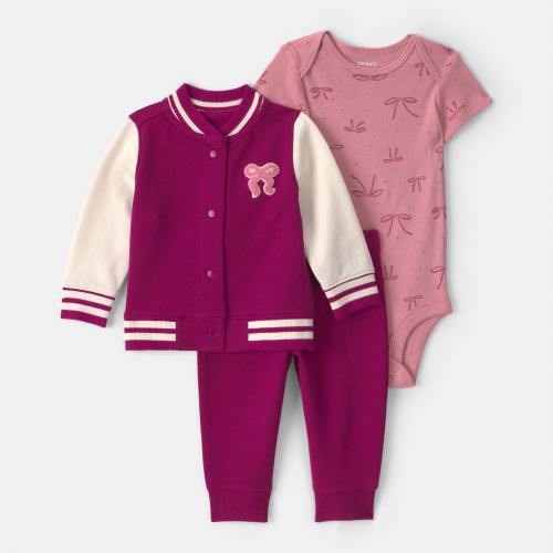 Carter's Baby Girls 3-pc. Pant Set, Color: Maroon Pink - JCPenney