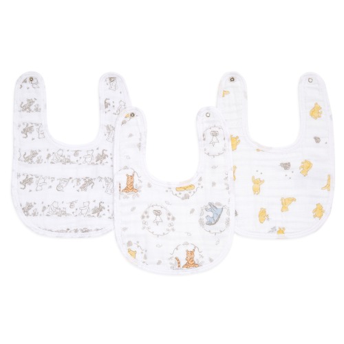 Cotton Muslin Snap Bib 3pk Winnie + Friends | aden + anais