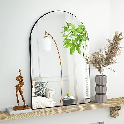 HARRITPURE 20"x30" Arched Bathroom Mirror - Wall Mounted Mirror - Black Arch Mirror - Aluminum Alloy Frame Bathroom Mirror Living Room, Bedroom, Bathroom and Entryway