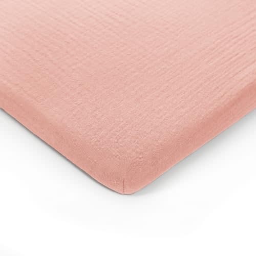 Comfy Cubs Muslin Bassinet Sheet - 100% Soft Cotton Fabric, Breathable & Gentle for Baby’s Sensitive Skin - Universal Fit with Secure Elastic Edging, Gift-Ready Packaging - Lace Pink