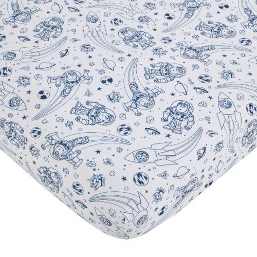 NoJo Disney Toy Story Outta This World Blue and White Nursery Fitted Crib Sheet
