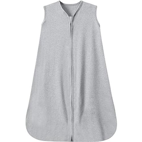 Baby Sleep Sack 6-12 Months Baby Wearable Blanket 100% Rayon Cotton 2-Way Zipper Toddler Sleeping Sack，Comfy Soft Lightweight TOG 0.3(grey)