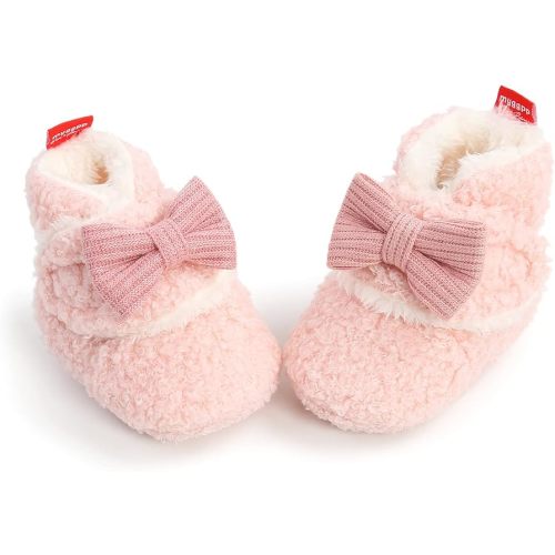 GDSDYM Baby Booties Cozy Fleece Slippers Soft Baby Shoes With Gripper Soles, Winter Warm Infant Newborn Crib Sock Shoes First Walkers
