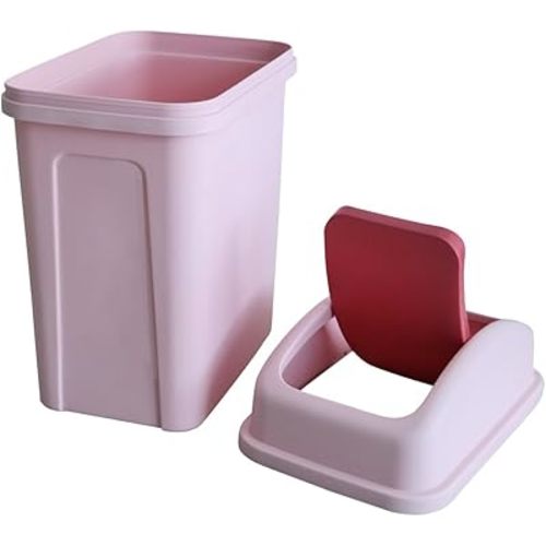 Teyyvn 7 Liter / 1.8 Gallon Plastic Trash Can, Small Garbage Can with Swing Lid (Pink)