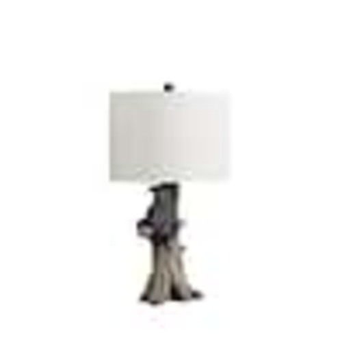 ORE International Black Bear On A Tree 24.75 in. Polyresin Table Lamp HBL2676