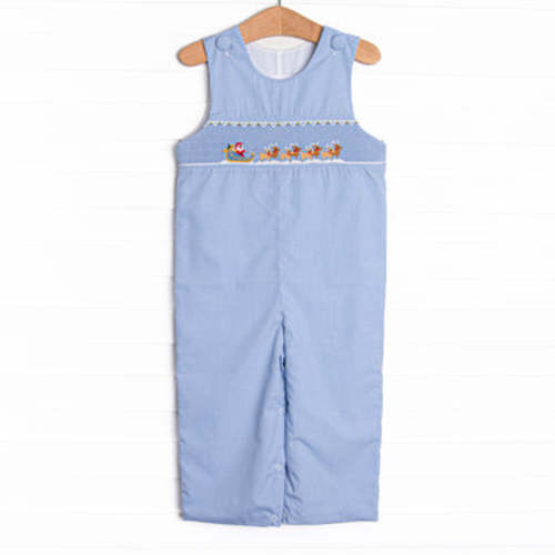 St. Nick's Sleigh Smocked Jon Jon, Blue – Stitchy Fish