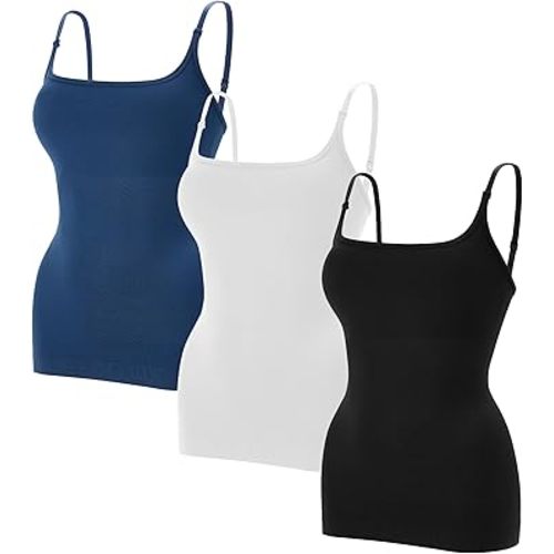 EUYZOU Women Shapewear Tummy Control Camisole Tops - Square Neck Sexy Compression Tank Tops Seamless Body Shaper