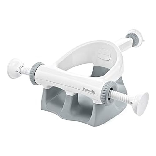 Ingenuity My Bath Seat for Sit-Up Baby Bathing, Sure & Secure Suction Cups, ASTM Safety Tested & Approved, Backrest for Assisted Sitting, Easy Setup & Storage, Gray