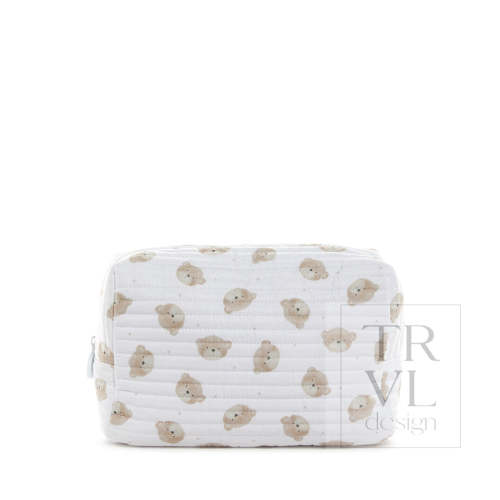 Cosmetic Bag - Quilted Everyday Bag - Teddy Bear