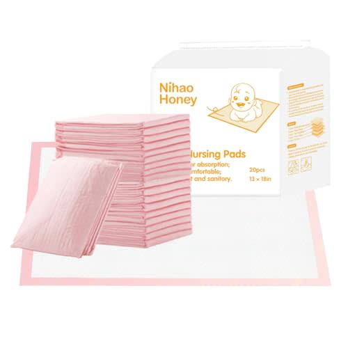 Nihao Honey Disposable Changing Pad for Baby, 20 Pack Portable Diaper Changing Pad Liner Baby Changing Pad Waterproof Underpads (Pink, 13x18 Inch)