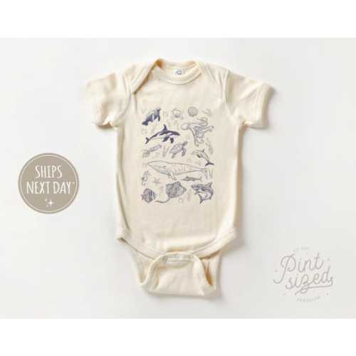 Ocean Creatures Onesie® - Under the Sea Onesie® -marine Animals Baby Onesie® - Summer Ocean Life Bodysuit - Cute Natural Baby Onesie® - Etsy