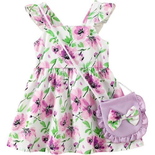 Mioglrie Baby Girl Clothes Newborn Dress Summer Toddler Girls' Clothing Casual Sundress with Cute Bag Infant Outfits