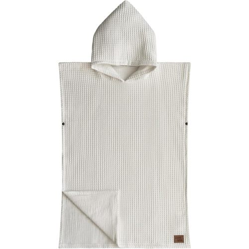 Jade&Kai Hooded Towel Poncho | Organic Cotton Waffle | (Small (0-3 Yrs), Lily White)