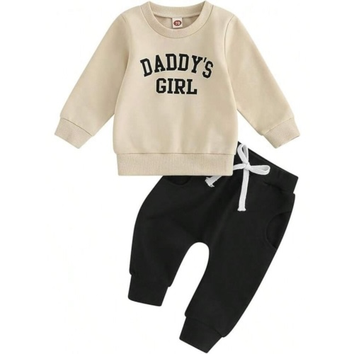 Toddler Baby Girl Clothes Daddys Girl Long Sleeve Pullover Sweatshirt Stretch Jogger Pants Infant Fall Winter Outfit | SHEIN USA